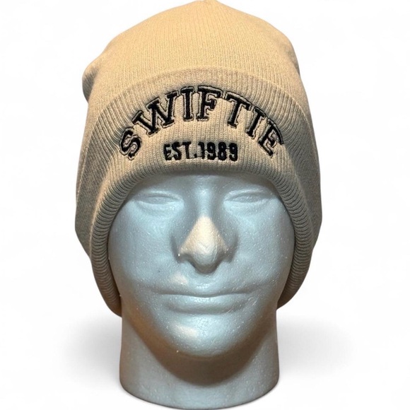Taylor Swift Accessories - Taylor Swift  Knit Beanie Winter Hat SWIFTIE Est. 1989 Beige Unisex Eras tour